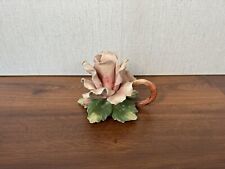 Antique Capodimonte Pink Rose Candle Holder Figurine Handmade. Italy picture