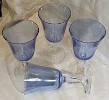 4 Miller Rogaska Alfresco Blue Crystal Water Goblets 7.25