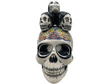 Talavera Day of the Dead Skull Mexican Pottery Folk Art Handmade Height 8.75