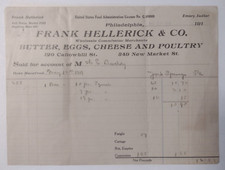 1919 Frank Hellerick & Co. Butter & Poultry Invoice Letterhead Philadelphia PA picture