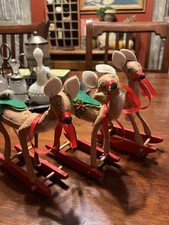 Vintage Annalee Mobilitee Reindeer Rocking Horse Lot of 3 1980s Christmas picture