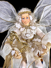 VTG Enchanted Fairy White Gold Mark Roberts Style Whimsical Sitter Hanging 17” T picture