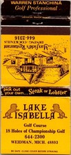 Lake Isabella Golf Course 18 Holes Weidman MI Vintage Matchbook Cover TMM19-8 picture