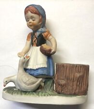 Vintage Girl Feeding Duck Figurine Candle Holder, Verona Vergasi picture