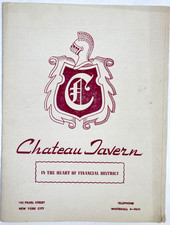 1959 CHATEAU TAVERN vtg restaurant dinner menu NEW YORK CITY Financial District picture