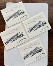 Vintage 59th St Pier South End Ocean City NJ Sketch Greeting Card 1971 Set of 4 picture
