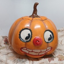 Victorian Trading Co Ol Pumpkin Head Cookie Jar Halloween VTG Style /Mint /Box picture