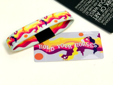 ZOX **HOLD YOUR HORSES** Silver Single Med Mys NIP Wristband w/Card picture