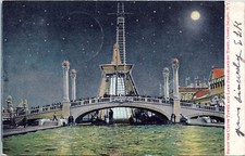 Shoot the Chutes, Lake Dreamland Night, Coney Island, New York - 1906 Postcard picture