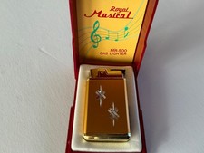 Vintage Royal Musical MR-500 Gas Lighter W/ Case, ‘Smoke gets in your Eyes’ picture