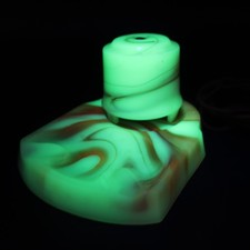VTG 1930s VIDRIO Cigarette Lighter Ashtray URANIUM Slag Glass Akro Agate picture