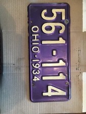 Vintage 1934 Ohio Automobile  License Plate    #  561 - 114 picture