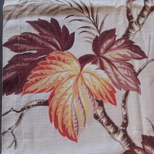 Barkcloth Vintage Fabric Drape Curtain Fall Leaves 41 x 92 Brown Yellow Orange picture
