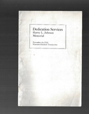 HARRY L JOHNSON DEDICATION SERVICE BOOKLET 1922 Johnson City NY ENDICOTT JOHNSON picture