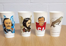 4 Vintage 1970s 7/11 Slurpee Cup MonkSeal, Kit Carson, John Fremont, Dave Wilcox picture