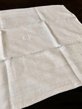 12 Vintage French Damask Napkins of Fine Quality with Hand Embroidered Monogram picture