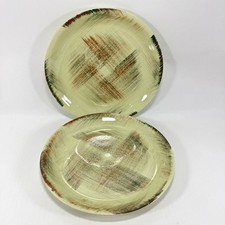 Vintage Dinner Plate Vernon Ware Raffia Green Brown Mid Century MCM Dinnerware picture