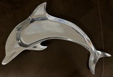 Daniel Holland Boone Dolphin Fish Aquatic Ocean Plate Tray Polished Pewter Silve picture