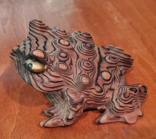 Rare Vintage Hand-Carved Sugi Cryptomeria Frog Toad Japan Unique Beautiful Wood picture