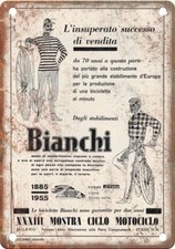 Vintage European Cycling Bianchi Ad Reproduction Metal Sign B703 picture
