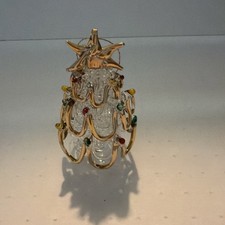 Vintage 1990s Carlton Cards Spun Glass Christmas Tree With 24k Gold Accents EC picture