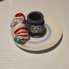 Avon 1983 Christmas Mouse Stocking Ceramic Candle Holder Multicolor Glazed picture