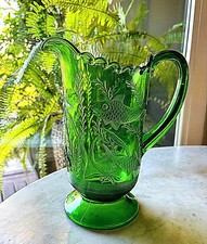 Antique EAPG Aquarium Green Glass Pitcher #6405 Mfg in 1898 Perfect Condition- picture