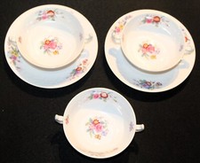 Spode Christine 3 Cream Soup Bowls & 2 Saucers, 5 Pieces picture