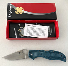 Spyderco stretch 2 K390 Blue FRN Lockback Plain Edge Drop Point Manual Clip picture