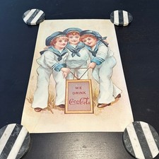 Vintage Coca Cola Poster We Drink Coca Cola Sailor Kids 20.5x13.5 Ad picture