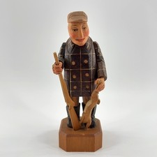 Vintage Hand-Carved Wood Hunter Figurine with Rifle & Catch, Folk Art 7