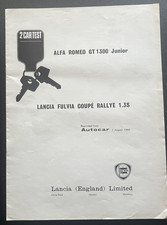 1969 Lancia Fulvia Coupe Rallye 1.3S Car  with Alfa Romeo Road Test Brochure picture