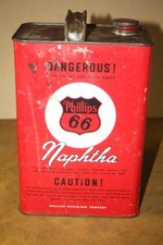 Vintage Empty Phillips 66 Naphtha Cleaner One Gallon Tin Can picture