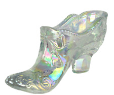 Mosser Opalescent Crystal Clear Victorian Art Glass Slipper Bow & Scroll Pattern picture
