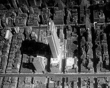 Aerial of Rockefeller Center The 70- story RCA building looms high .. Old Photo picture