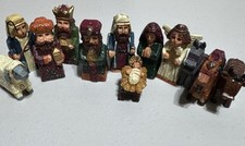 Vintage Giftco Miniature Nativity Christmas 12 Piece Complete Set Faux Wood picture