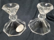 VTG Set Of 2 4 in 24% Lead Crystal Candlestick Holders Made In USA picture