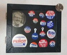 Vintage Political Button Lot Of 15 Including Carter Hologram Button With Case picture
