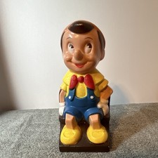 Vintage 1970s Disney Pinocchio School Desk Plastic Coin Bank P3 picture
