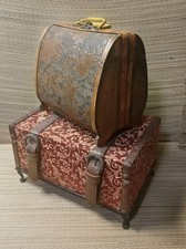 Vintage Wood Train Case And Wood Footed Case/Purse Hollywood Regency Style picture