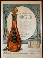 1956 OLD TAYLOR Bourbon Vintage Print Ad Kentucky Whiskey Decanter picture