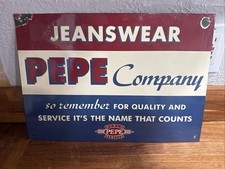 Vintage Pepe Company Jeanswear Enamel Sign Pepe Jeans, Clothing Advertising. picture