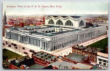 Postcard Birdseye View Of The P.R.R. Depot, New York City, New York Posted 1910 picture