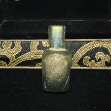 Rare Ancient Roman Glass Bottle Vial with Iridescent Patina in good Condition picture