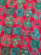 (A15) Vintage Christmas MCM Quilted Tree Skirt 50