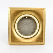 Vintage Terragraphics 8x8 Square Frame Gold Leaf White Border Circular Opening picture