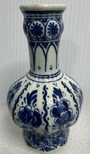Delft Holland Vase blue&white craquelure, Vintage Netherlandes 1963 picture