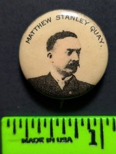 Vintage Matthew Stanley Quay People of History Pinback Pin picture