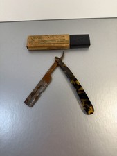 Vintage Shumate Prince Straight Razor with Tortoiseshell Handle and Original Box picture