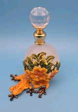 Keren Kopal Perfume Bottle With Frog and Flowers CR1196 Austrian Crystals picture